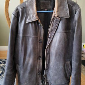 Men's Brown Merona Leather Jacket size L